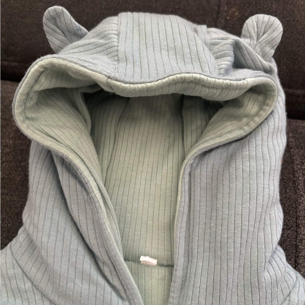 Ribbed Reversible Kids Raincoat - Sage Blue - Picture 3 of 7
